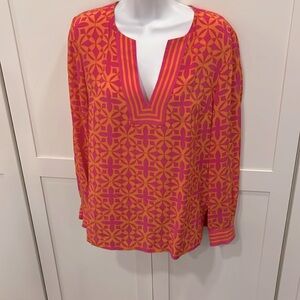 Trina Turk Pink Orange Silk Top Tunic M